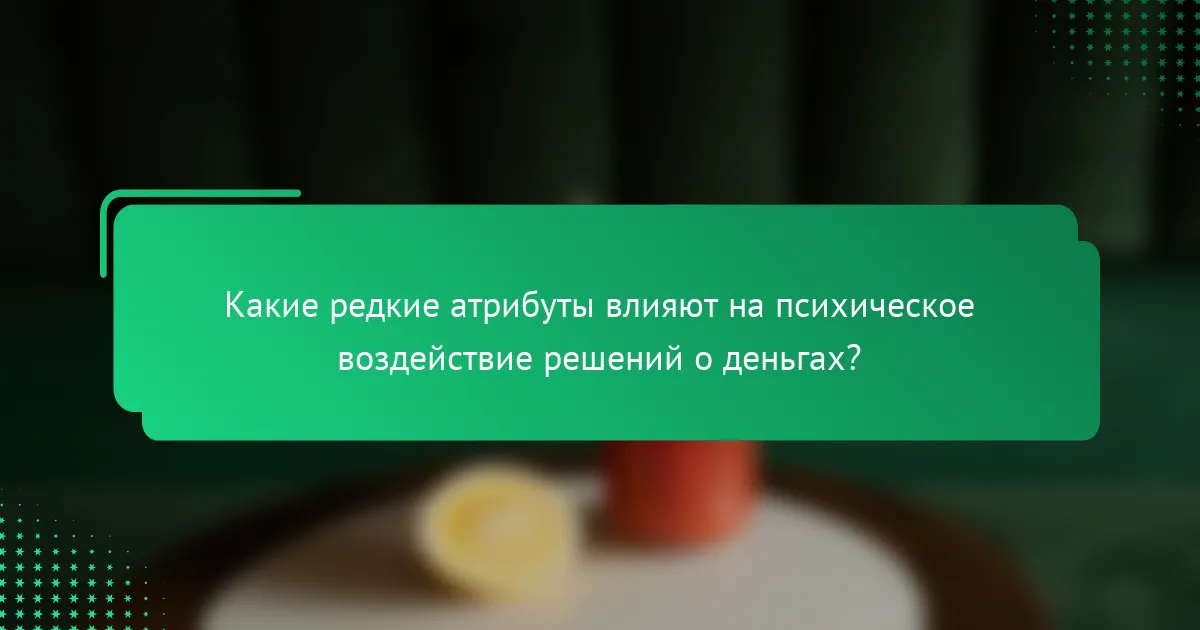 Какие редкие атрибуты влияют на психическое воздействие решений о деньгах?