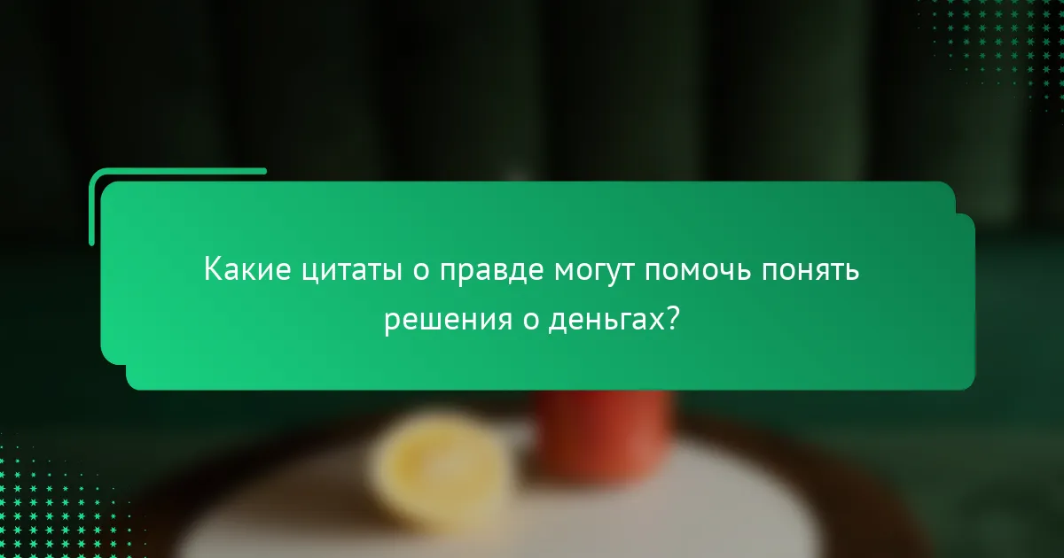 Какие цитаты о правде могут помочь понять решения о деньгах?