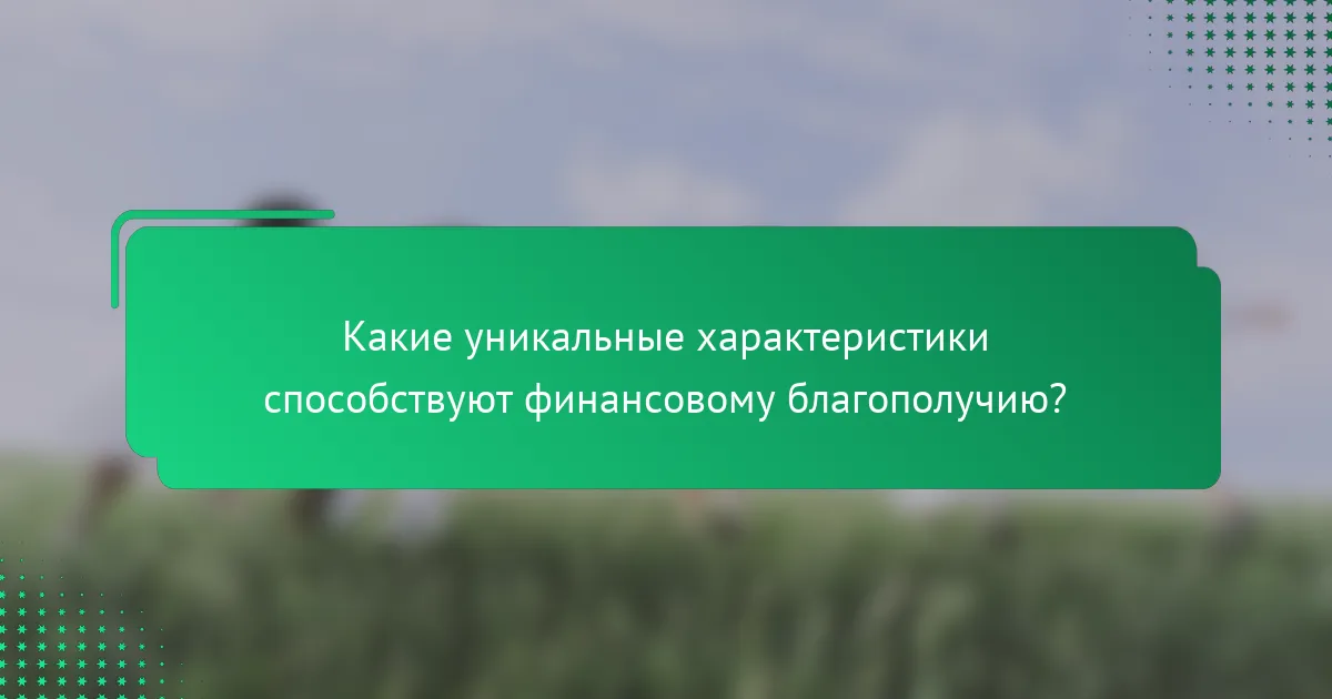 Какие уникальные характеристики способствуют финансовому благополучию?