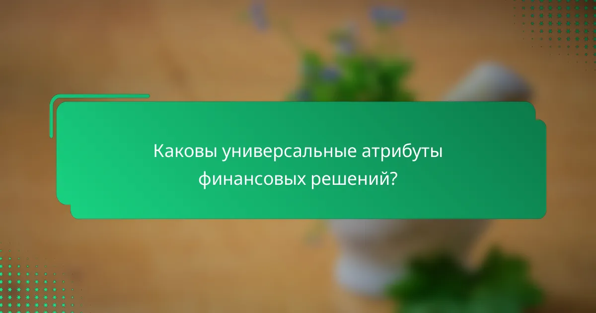 Каковы универсальные атрибуты финансовых решений?