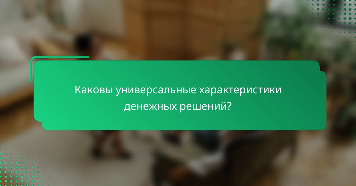 Каковы универсальные характеристики денежных решений?