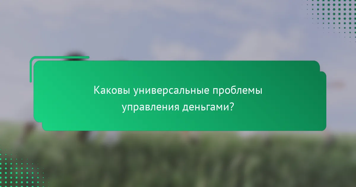 Каковы универсальные проблемы управления деньгами?